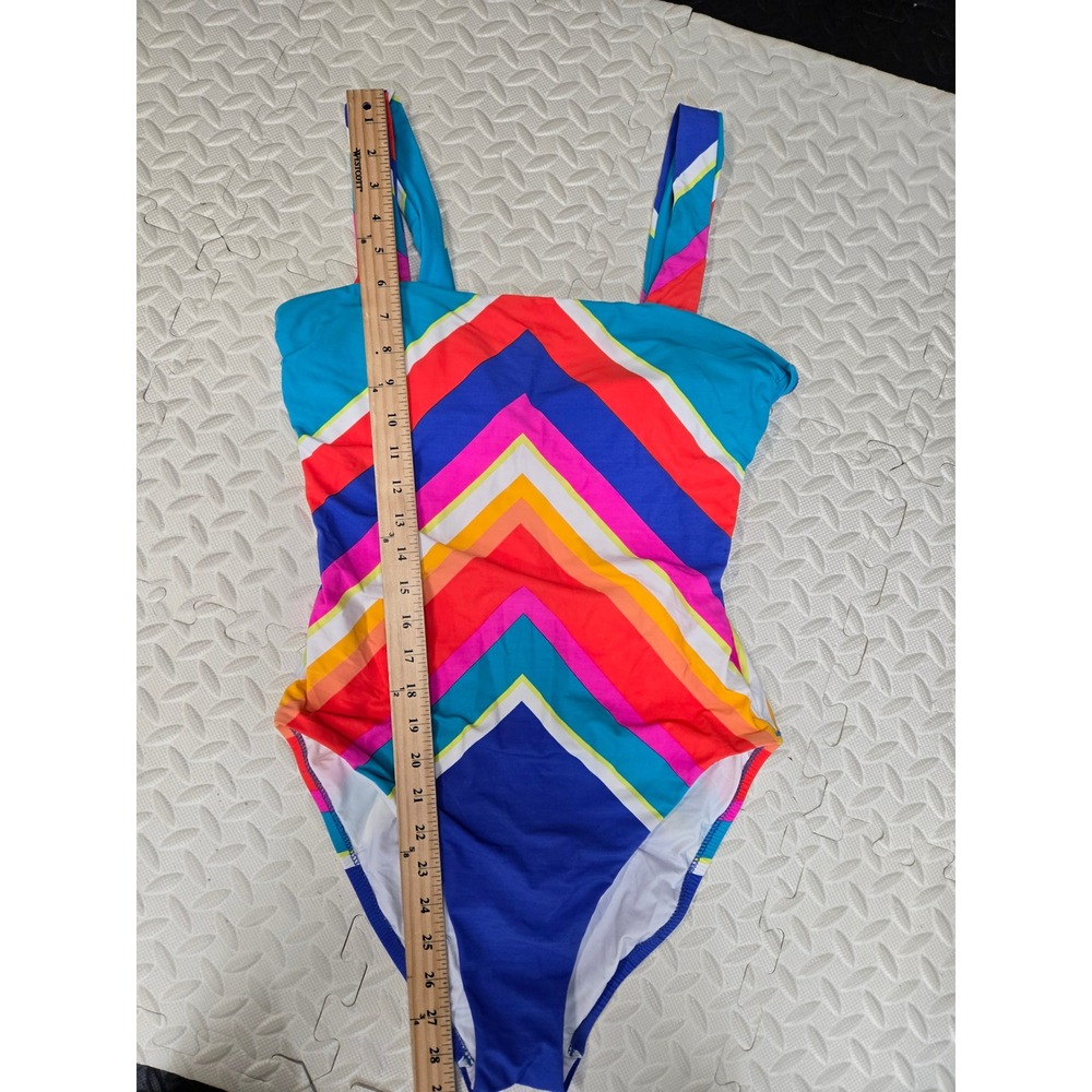 Trina Turk Sunset Chevron One Piece Swimsuit Multi Color Striped Womens 12 - Picture 11 of 11